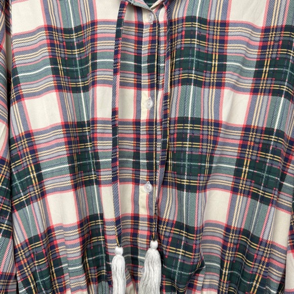 Simply Southern Plaid Tiered Dress Womens Small Boho Preppy Green Red Tartan - Picture 8 of 8